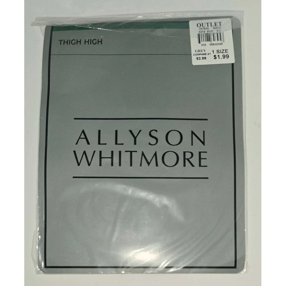 Allyson Whitmore Grey Thigh High Stockings 100% Nylon One Size 8.5-11 NWT